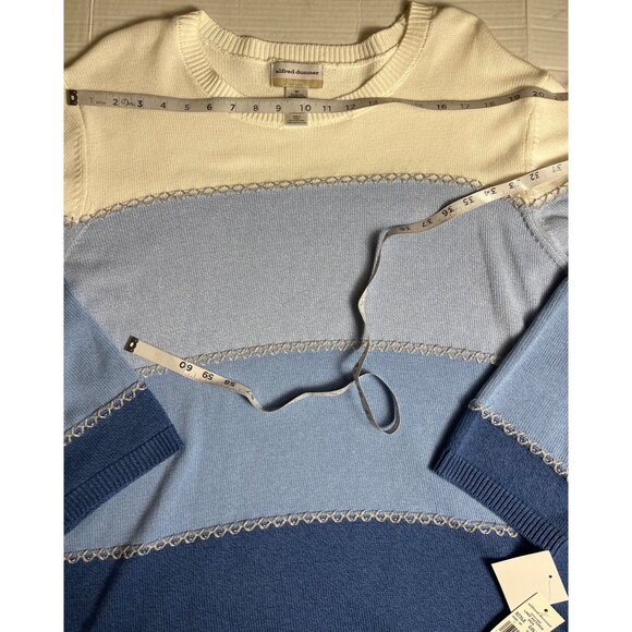 NWT-Alfred Dunner Womens 3/4 Sleeve Colorblock  blue Sweater 3X Cotton Blend - Picture 9 of 11
